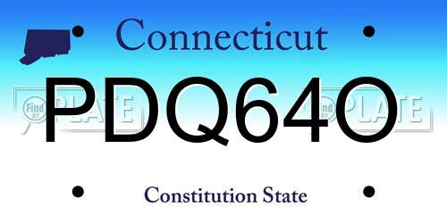 PDQ64O Connecticut License Plate