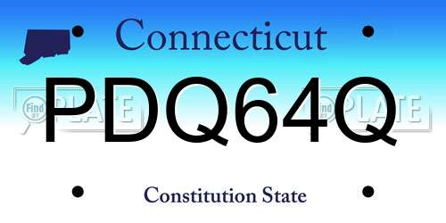 PDQ64Q Connecticut License Plate
