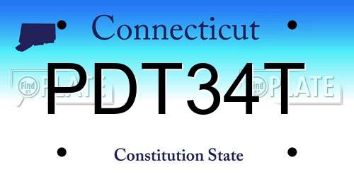 PDT34T Connecticut License Plate