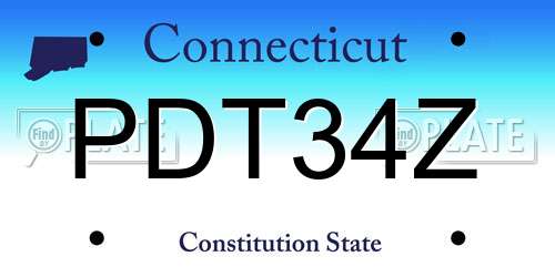 PDT34Z Connecticut License Plate