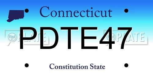 PDTE47 Connecticut License Plate