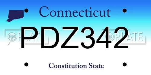 PDZ342 Connecticut License Plate