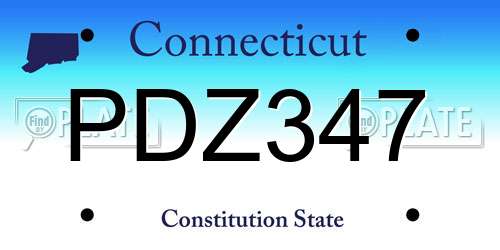 PDZ347 Connecticut License Plate
