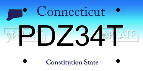 PDZ34T Connecticut License Plate