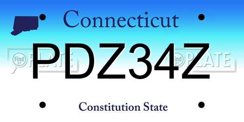 PDZ34Z Connecticut License Plate