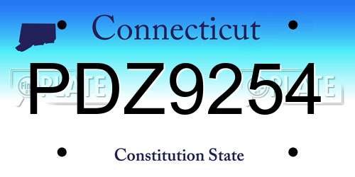 PDZ9254 Connecticut License Plate