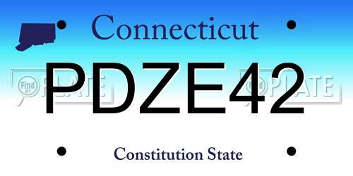 PDZE42 Connecticut License Plate