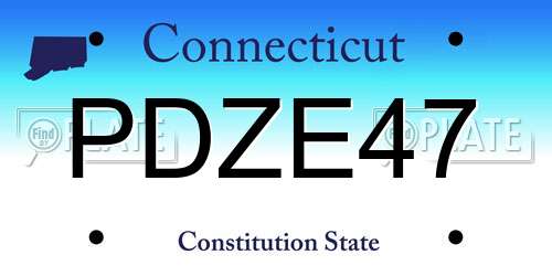 PDZE47 Connecticut License Plate
