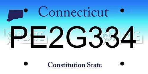 PE2G334 Connecticut License Plate