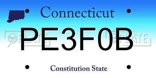 PE3F0B Connecticut License Plate