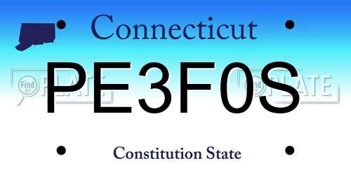 PE3F0S Connecticut License Plate