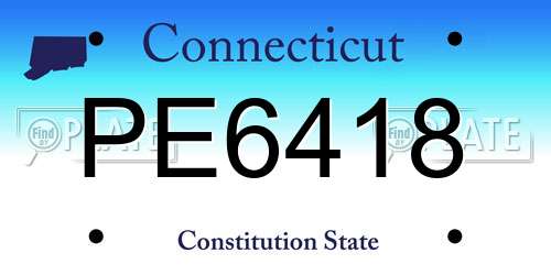 PE6418 Connecticut License Plate