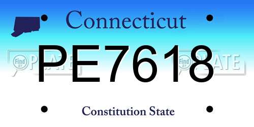 PE7618 Connecticut License Plate
