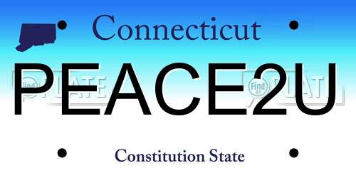 PEACE2U Connecticut License Plate