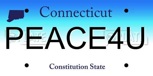 PEACE4U Connecticut License Plate