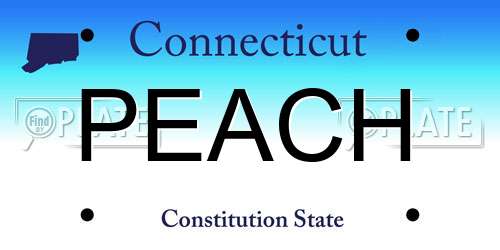 PEACH Connecticut License Plate
