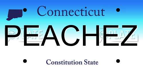 PEACHEZ Connecticut License Plate