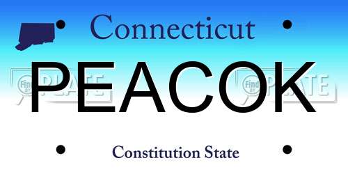 PEACOK Connecticut License Plate