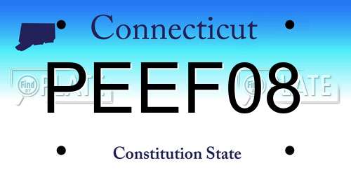PEEF08 Connecticut License Plate