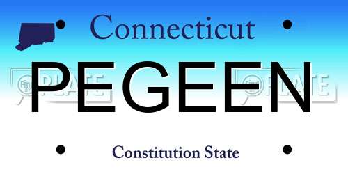 PEGEEN Connecticut License Plate
