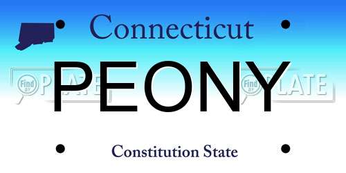 PEONY Connecticut License Plate
