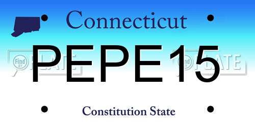 PEPE15 Connecticut License Plate