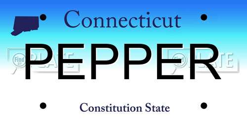 PEPPER Connecticut License Plate