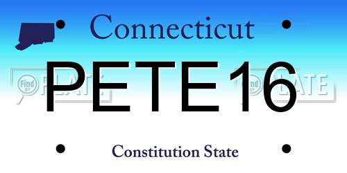 PETE16 Connecticut License Plate