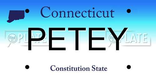 PETEY Connecticut License Plate