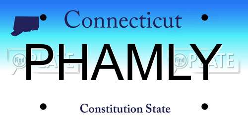 PHAMLY Connecticut License Plate