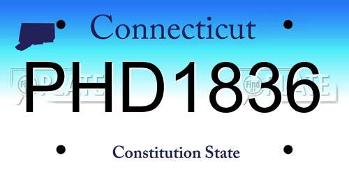PHD1836 Connecticut License Plate