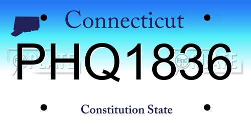 PHQ1836 Connecticut License Plate