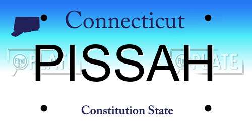 PISSAH Connecticut License Plate