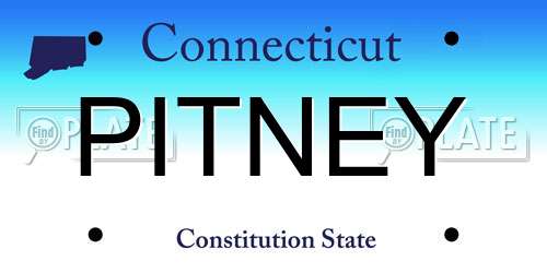 PITNEY Connecticut License Plate