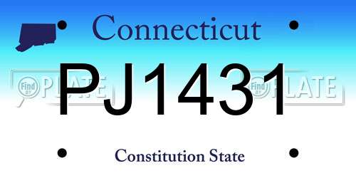 PJ1431 Connecticut License Plate