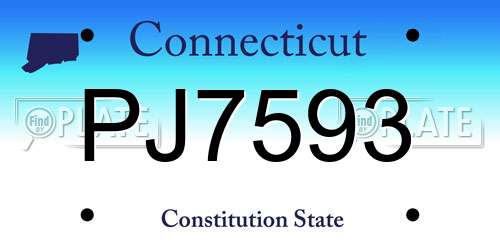 PJ7593 Connecticut License Plate
