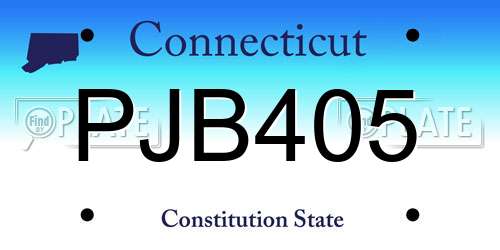 PJB405 Connecticut License Plate