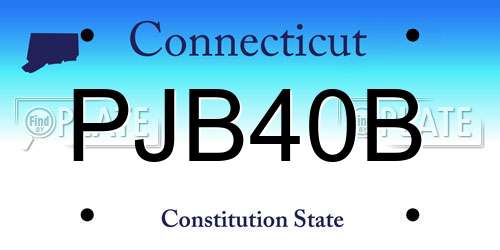 PJB40B Connecticut License Plate