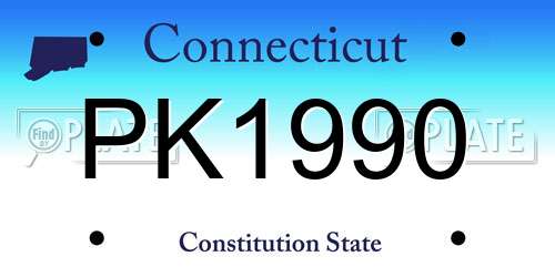 PK1990 Connecticut License Plate