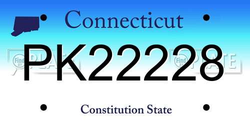 PK22228 Connecticut License Plate