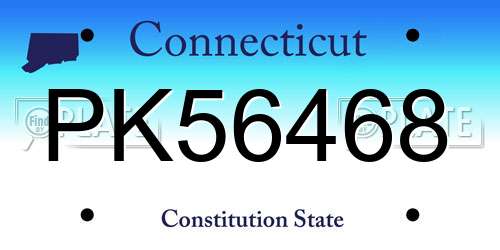 PK56468 Connecticut License Plate