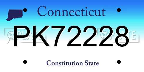 PK72228 Connecticut License Plate