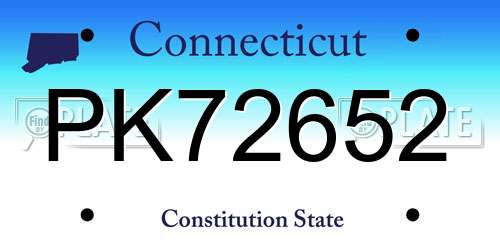 PK72652 Connecticut License Plate