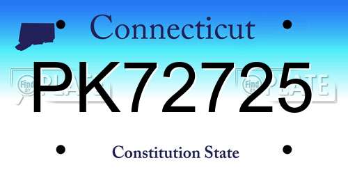 PK72725 Connecticut License Plate