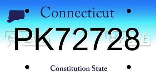 PK72728 Connecticut License Plate