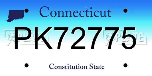 PK72775 Connecticut License Plate