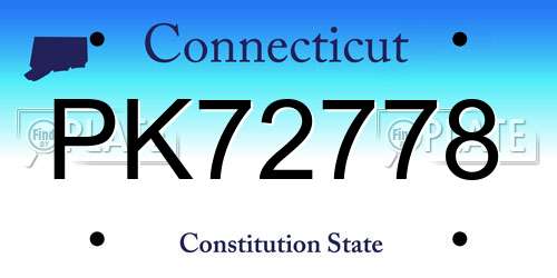 PK72778 Connecticut License Plate