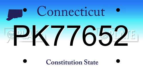 PK77652 Connecticut License Plate