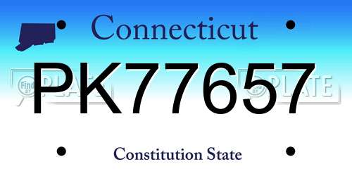 PK77657 Connecticut License Plate