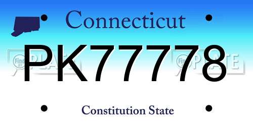 PK77778 Connecticut License Plate